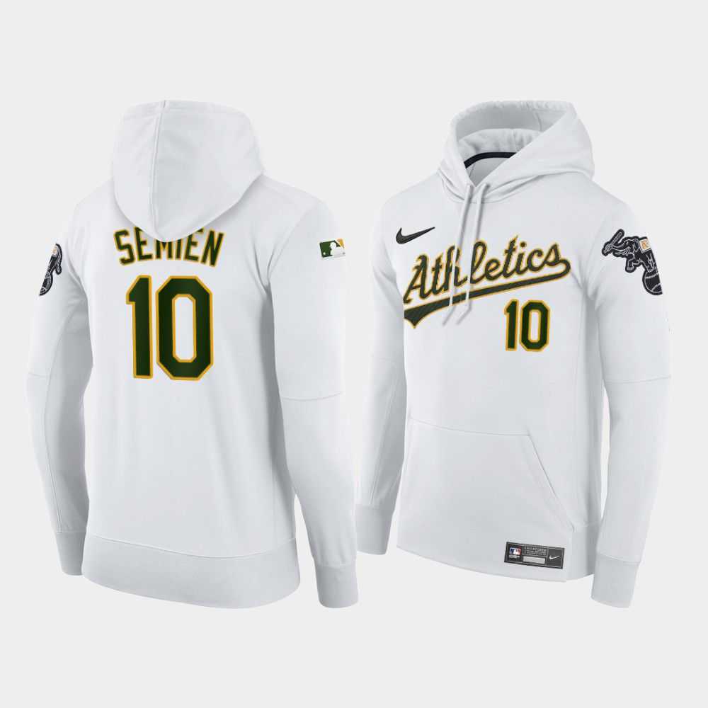 Men Oakland Athletics 10 Semien white home hoodie 2021 MLB Nike Jerseys